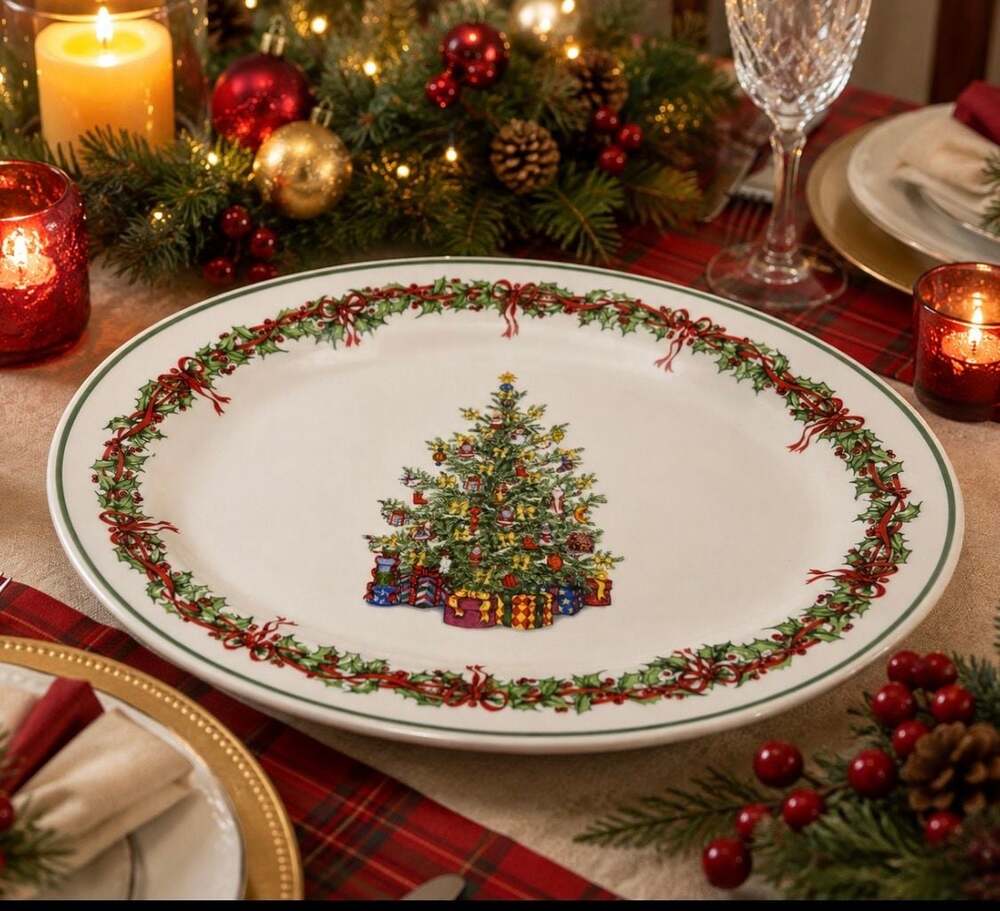 Christopher Radko Traditions Holiday Celebrations Christmas Tree Oval Platter